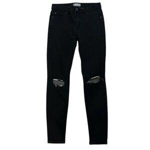 Free People Black Skinny Jeans Size 26 Distressed Knees